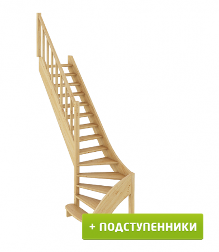 Лестница ЛС-07м/2 с подступенками Л дуб