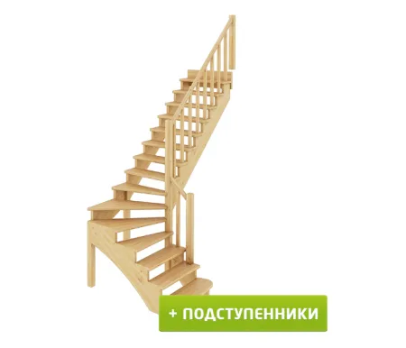Лестница К-001м/4 с подступенками П бук