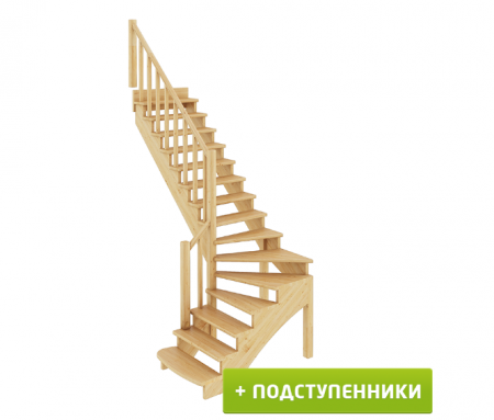 Лестница К-001м/4 с подступенками Л сосна