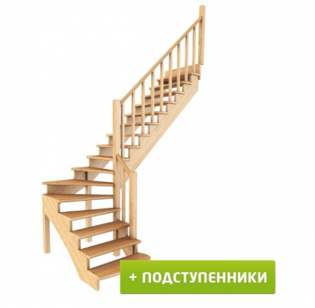 Лестница К-001м/6 с подступенками П дуб