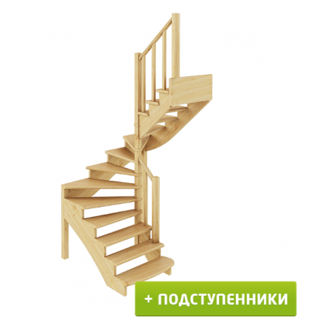 Лестница К-003м/2 с подступенками П сосна