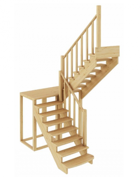 Лестница К-004м/1 без подступенков П дуб