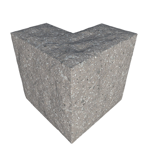 Сплитерный перегородочный Г-образный полублок ССПГ 19 серый с мраморной крошкой