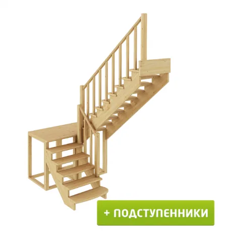 Лестница К-004м/4 с подступенками П сосна