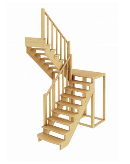Лестница К-004м/2 без подступенков Л сосна