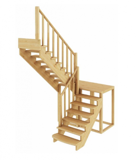 Лестница К-004м/3 без подступенков Л сосна