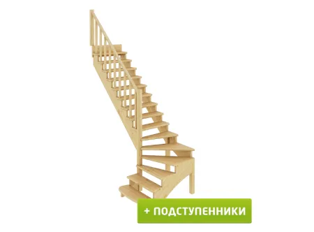 Лестница К-001м/3 с подступенками Л бук