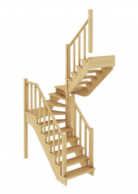 Лестница К-034м без подступенков П дуб