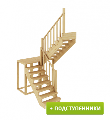 Лестница К-004м/1 с подступенками П сосна